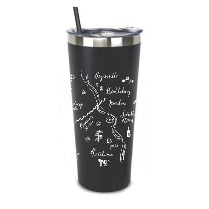 Stainless Steel Tumbler Sonoma Calligraphy Map