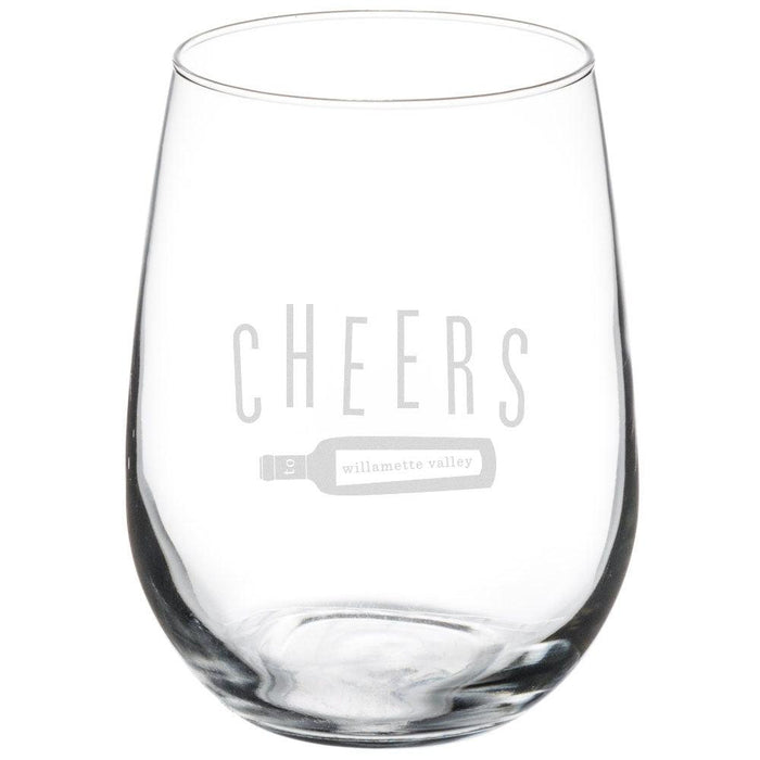 Stemless 17 Oz Wine Glass Personalized Cheers Design