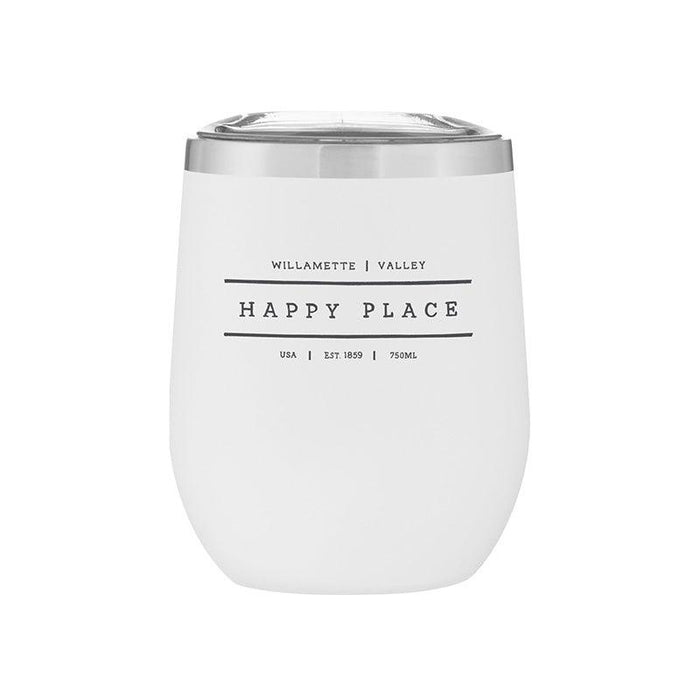 Stemless Stainless Steel Powder Coated Wine Cup California Happy Place White