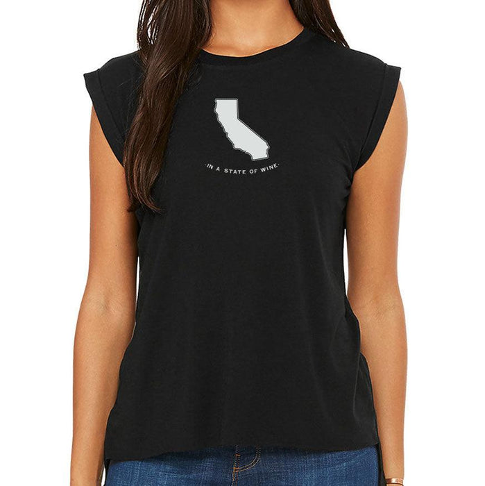 Women's flowy muscle clearance tee with rolled cuff