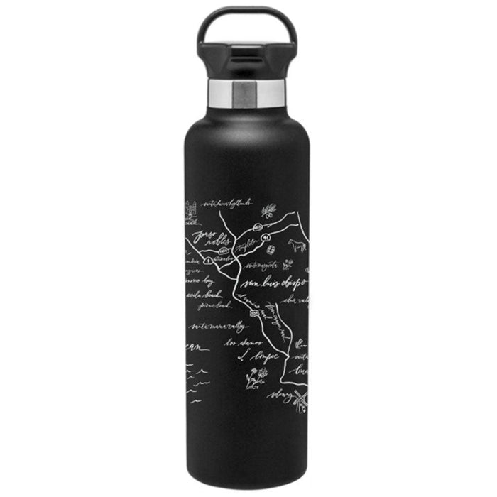 Stainless Steel Water Bottle Central Coast Calligraphy Map